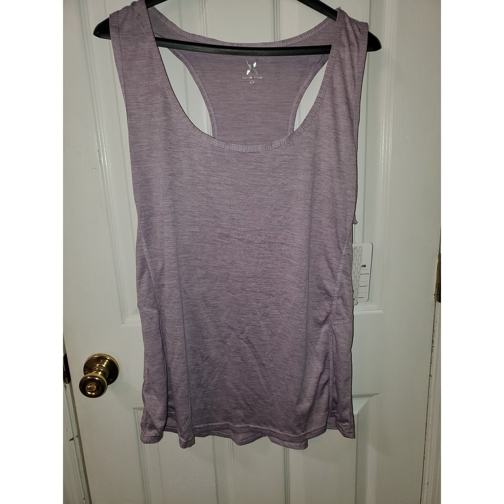 Game Time Womens Plus Size 2X Lavender Heather Racerback Activewear Tank Top NWT